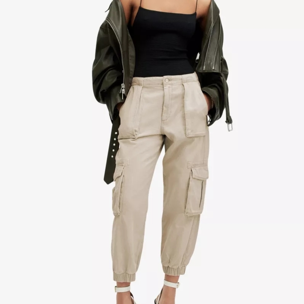 All Saints Light Tan Cargo‎ Pants Size 12 US